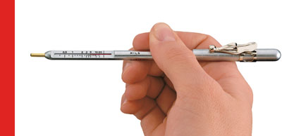 use the red/silver joining line when the gage is horizontal