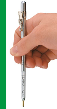 use the green line when the gage is pointing straight down