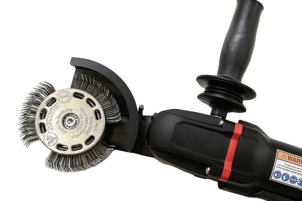 The MBX® – the one step tool that easily removes rust, corrosion, oxidation, adhesives, gaskets, layers of paint, undercoating, sealers, vinyl and dresses weld seams. The flexible-wire belts rotate in a patented housing, spinning outward with centrifugal force and working on a cushion of air.